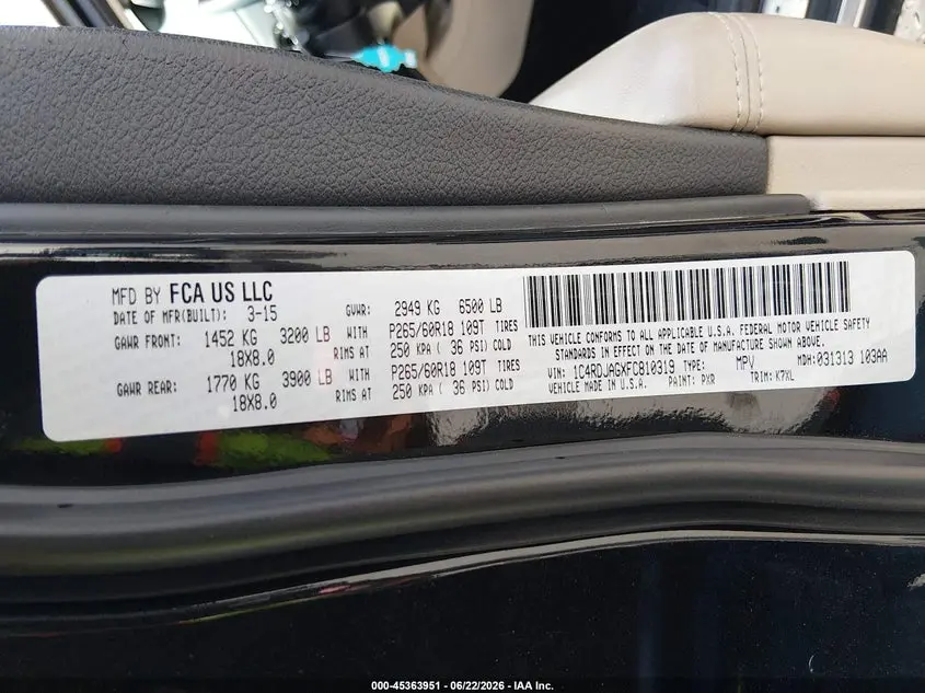 2015 DODGE DURANGO SXT