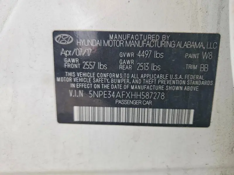 2017 HYUNDAI SONATA SPORT  