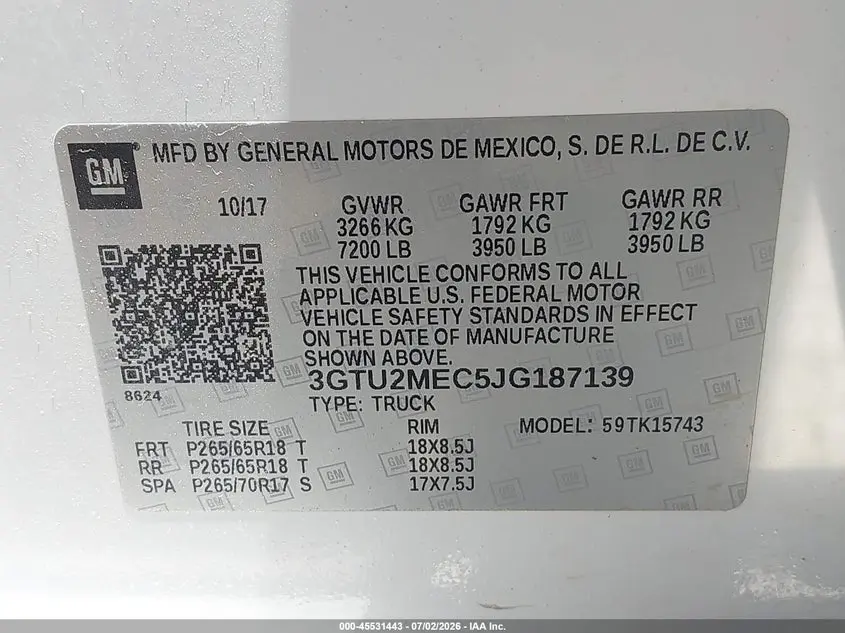 2018 GMC SIERRA 1500 SLE