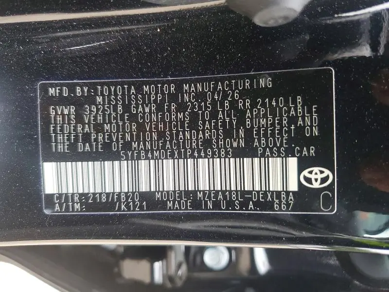 2026 TOYOTA COROLLA LE  