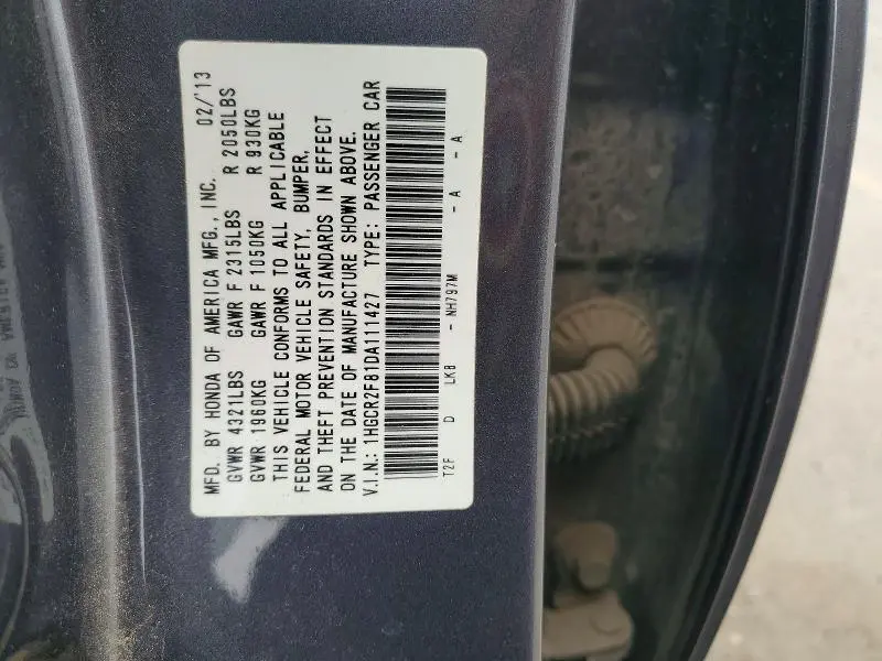 2013 HONDA ACCORD   
