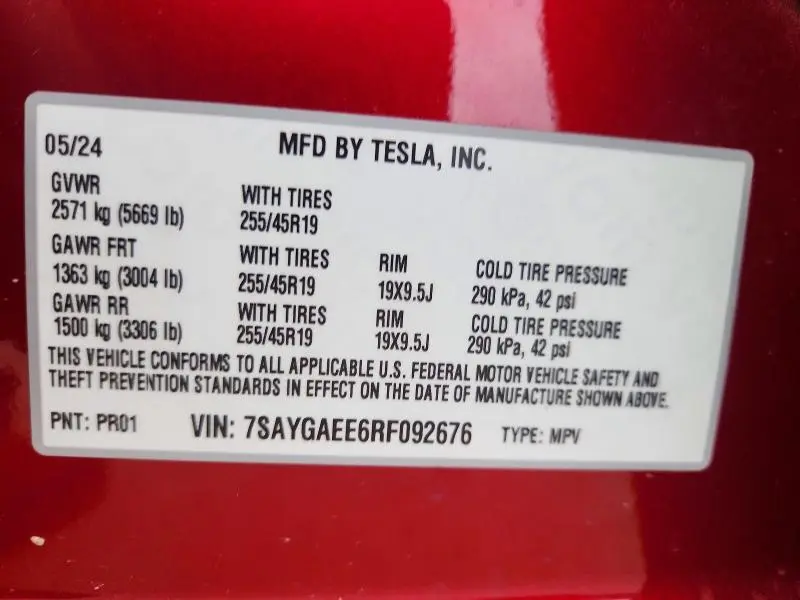 2024 TESLA MODEL Y   
