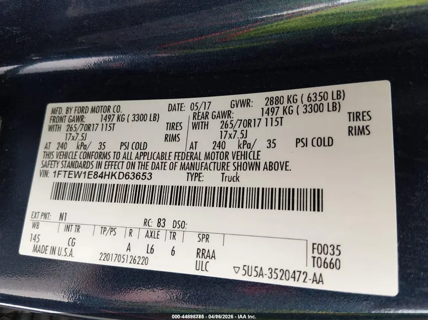 2017 FORD F-150 XL