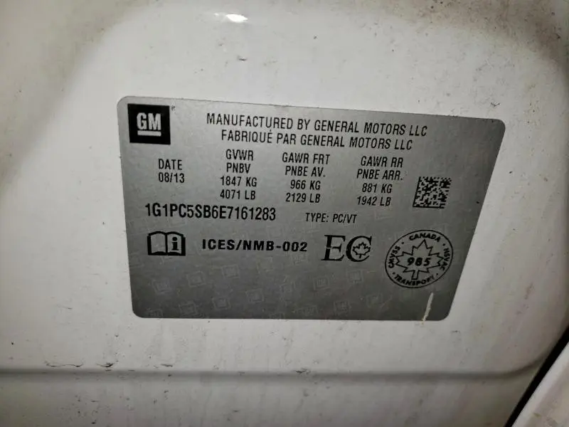 2014 CHEVROLET CRUZE LT  