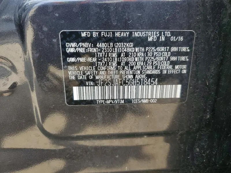 2016 SUBARU FORESTER 2.5I PREMIUM  