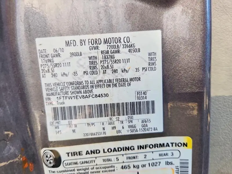 2010 FORD F150 SUPERCREW  