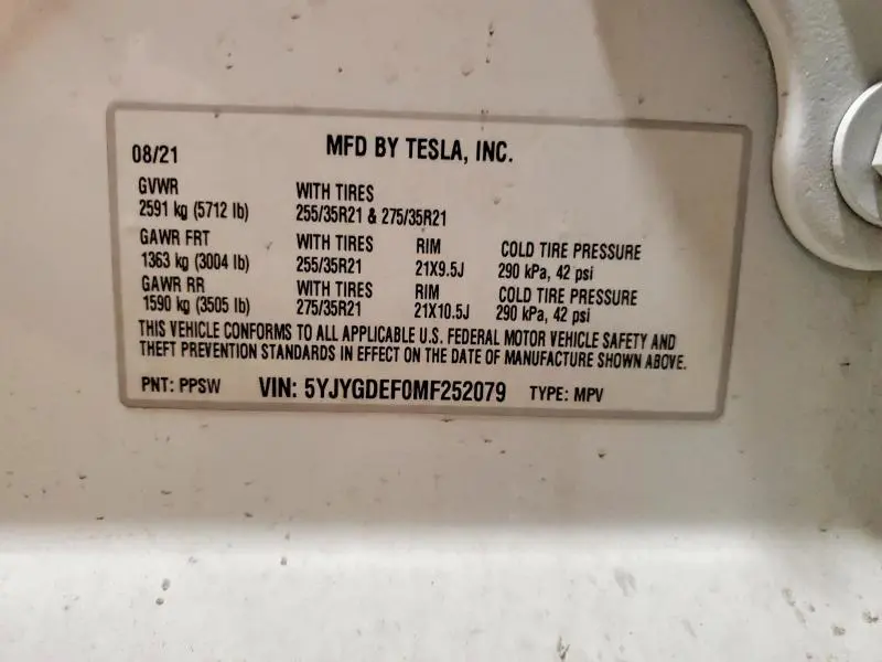 2021 TESLA MODEL Y   
