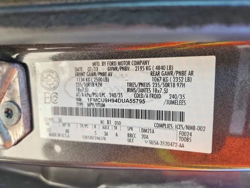2013 FORD ESCAPE SEL  