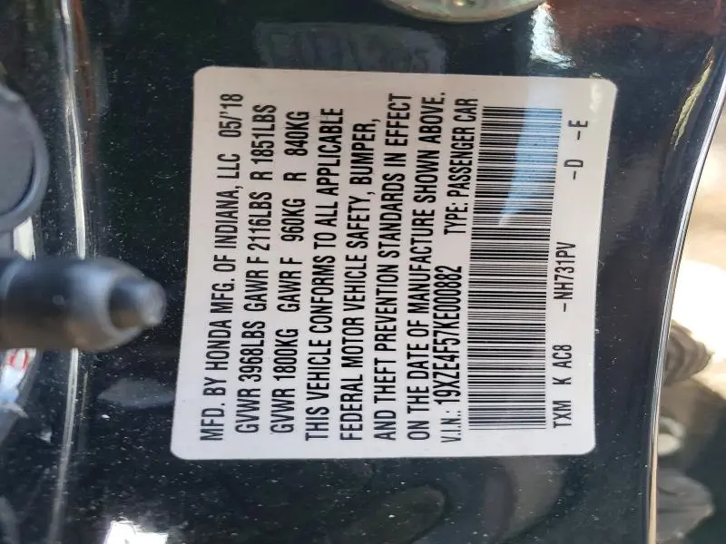 2019 HONDA INSIGHT EX  