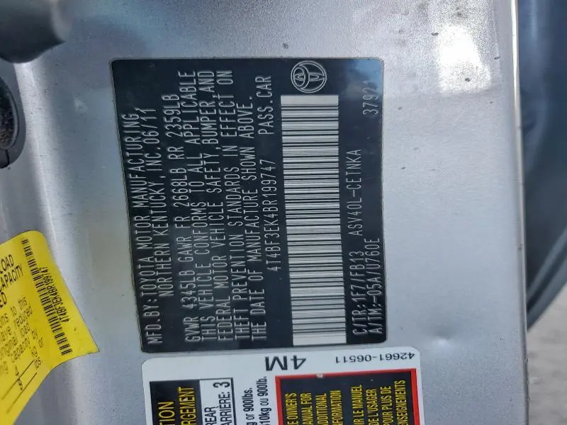 2011 TOYOTA CAMRY BASE  