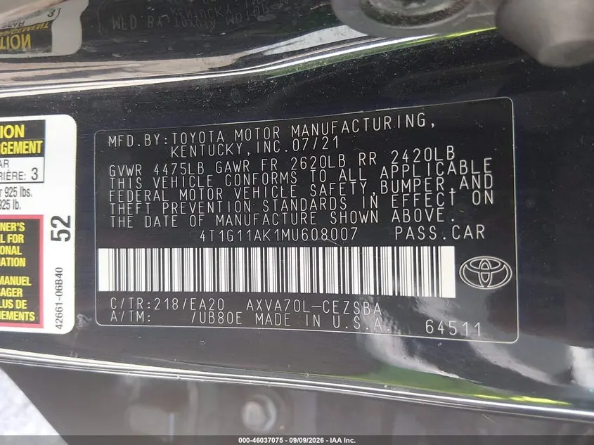 2021 TOYOTA CAMRY SE