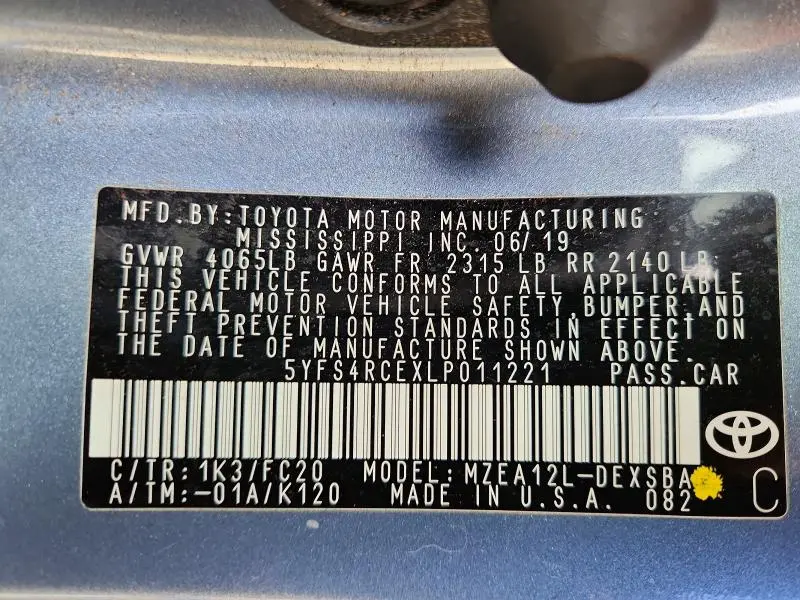 2020 TOYOTA COROLLA SE  