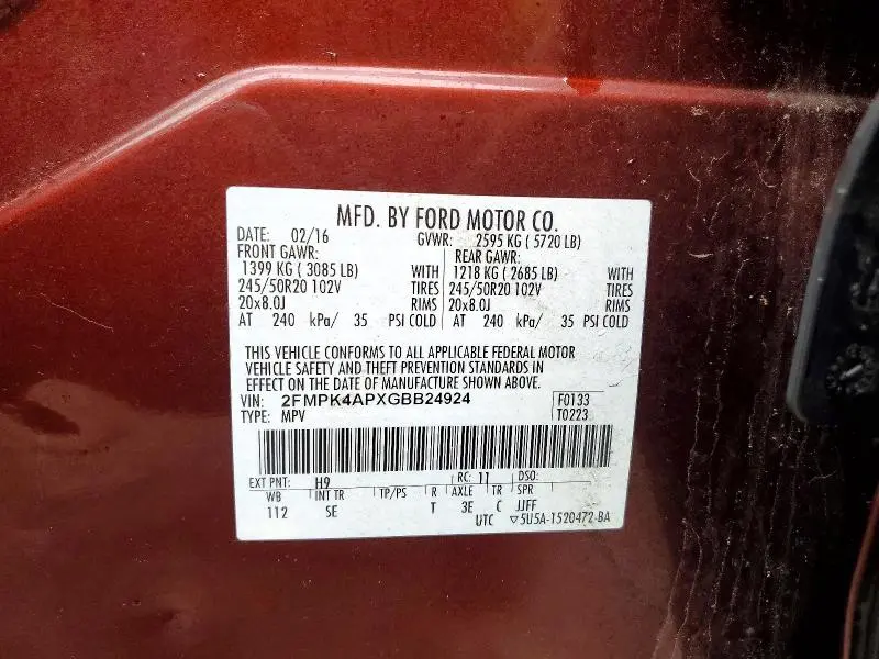 2016 FORD EDGE SPORT  