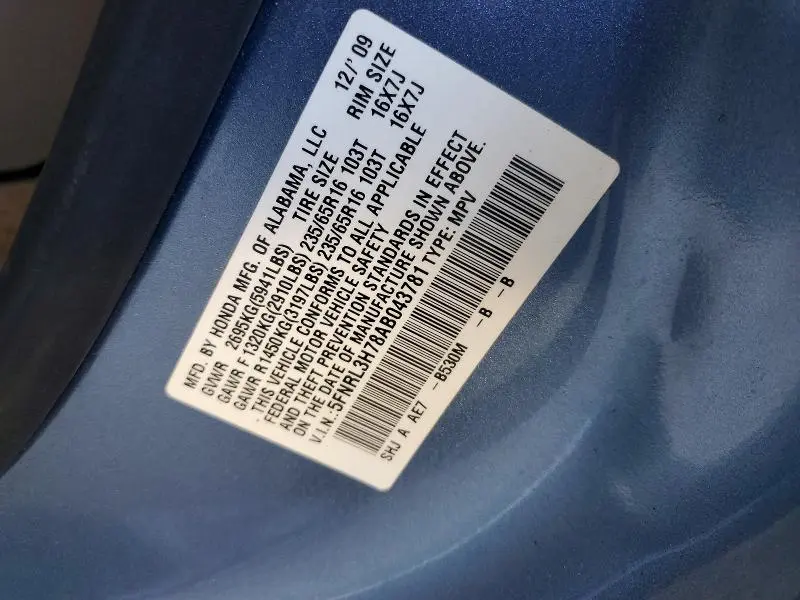 2010 HONDA ODYSSEY EXL  
