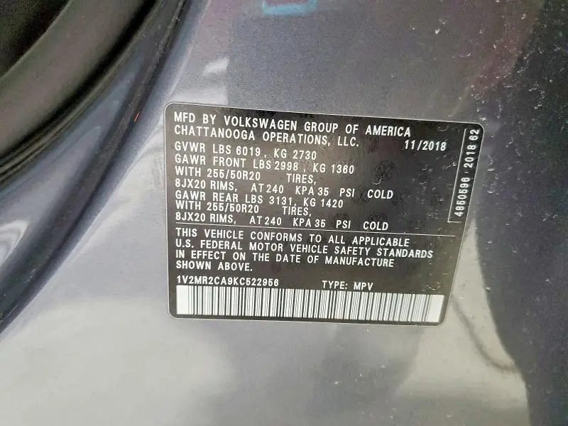 2019 VOLKSWAGEN ATLAS SEL  