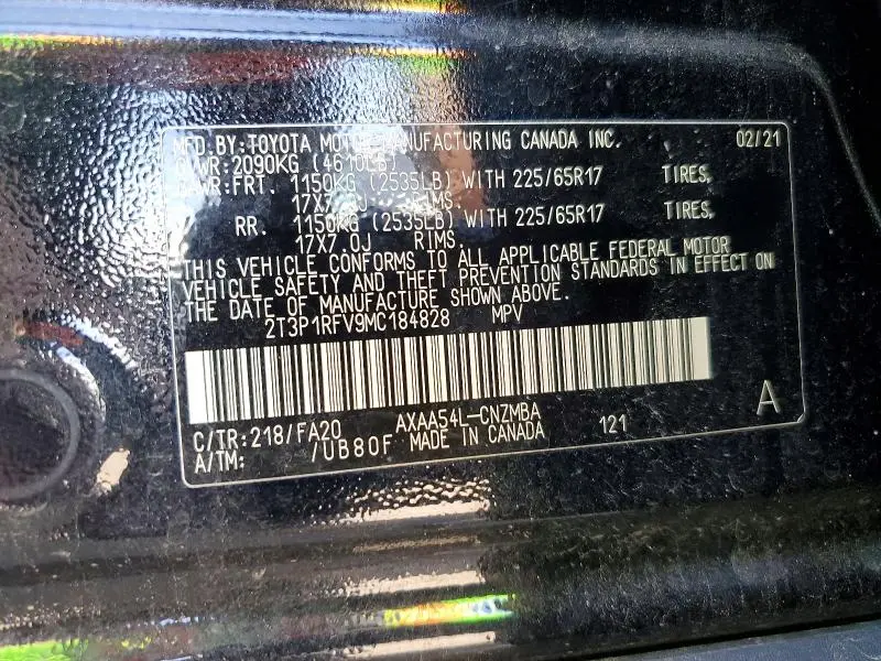 2021 TOYOTA RAV4 XLE  
