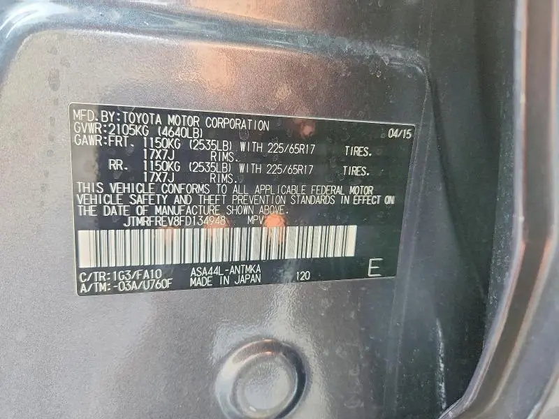 2015 TOYOTA RAV4 XLE  