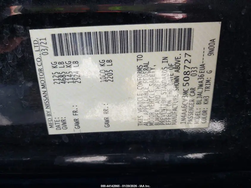 2021 NISSAN MAXIMA SV XTRONIC CVT