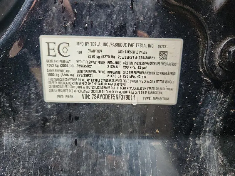2022 TESLA MODEL Y   