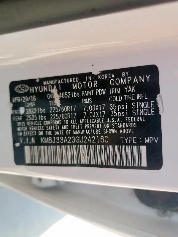 2016 HYUNDAI TUCSON LIMITED  