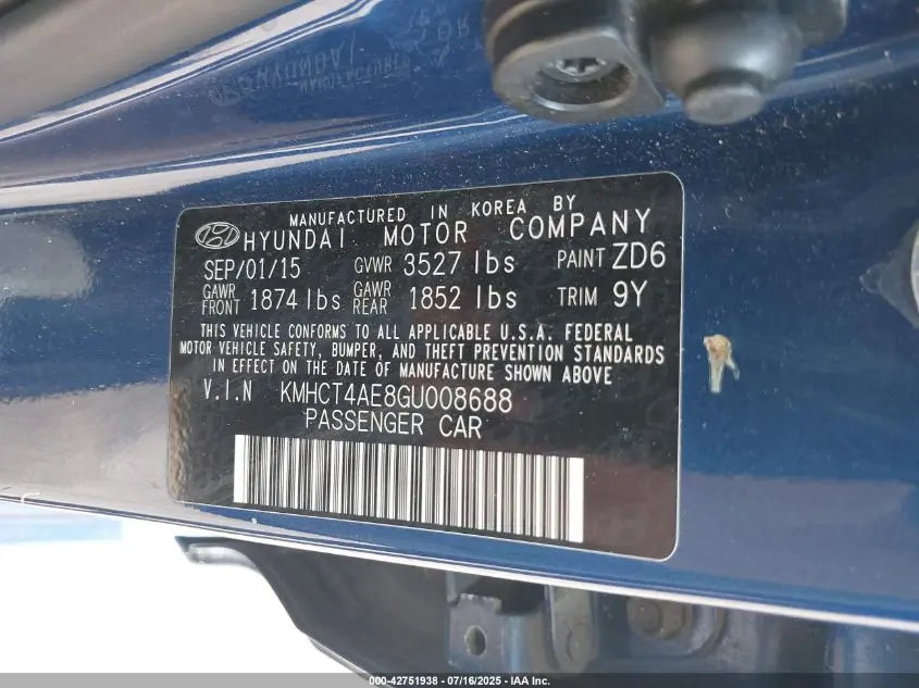 2016 HYUNDAI ACCENT SE