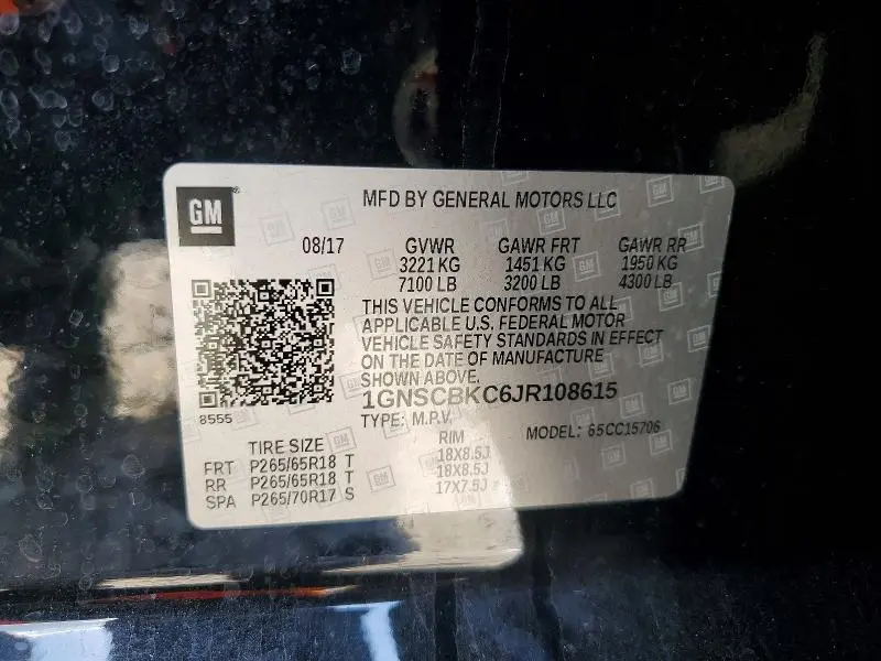 2018 CHEVROLET TAHOE C1500 LT  