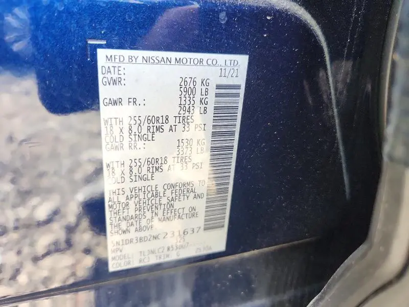 2022 NISSAN PATHFINDER SV  