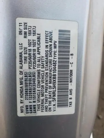 2011 HONDA ODYSSEY TOURING  