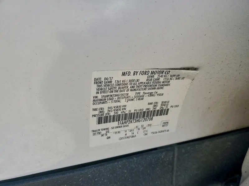 2017 FORD TAURUS SHO  