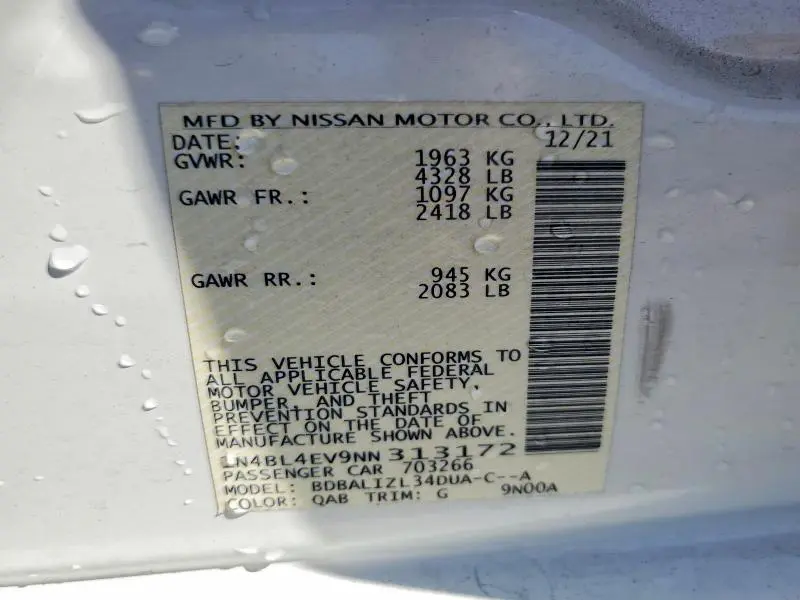 2022 NISSAN ALTIMA SL  