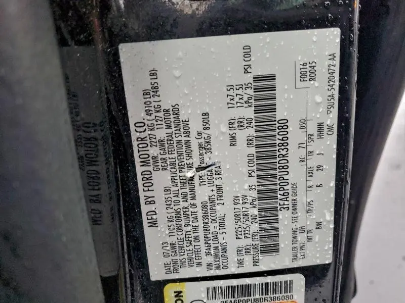 2013 FORD FUSION SE PHEV  