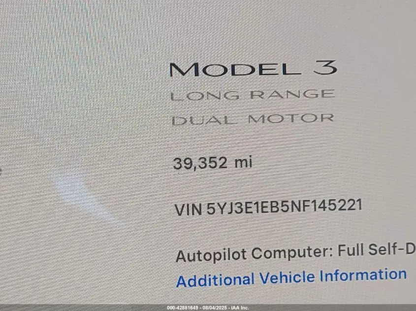 2022 TESLA MODEL 3 LONG RANGE DUAL MOTOR ALL-WHEEL DRIVE