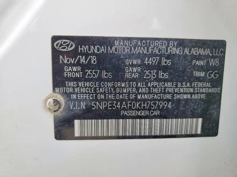 2019 HYUNDAI SONATA SEL  