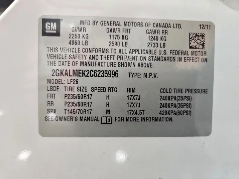 2012 GMC TERRAIN SLE  