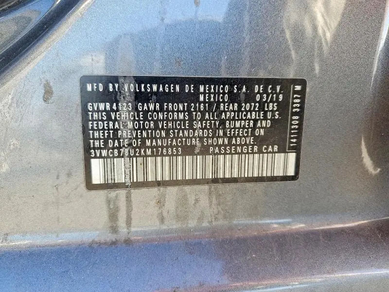 2019 VOLKSWAGEN JETTA S  