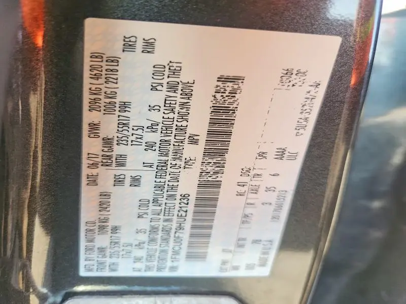 2017 FORD ESCAPE S  