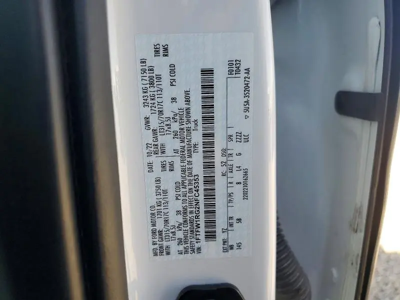 2022 FORD F150 RAPTOR  