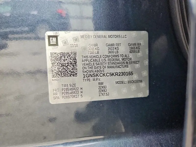 2019 CHEVROLET TAHOE K1500 PREMIER  