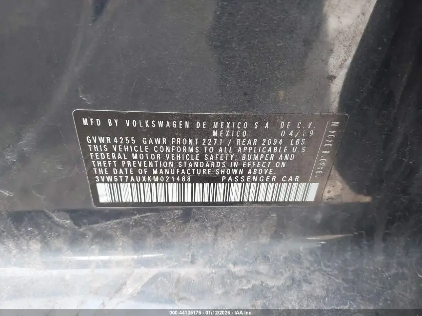 2019 VOLKSWAGEN GOLF GTI 2.0T AUTOBAHN/2.0T RABBIT EDITION/2.0T S/2.0T SE