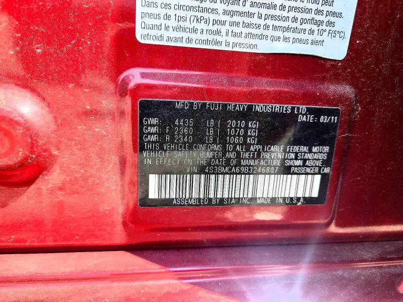 2011 SUBARU LEGACY 2.5I  