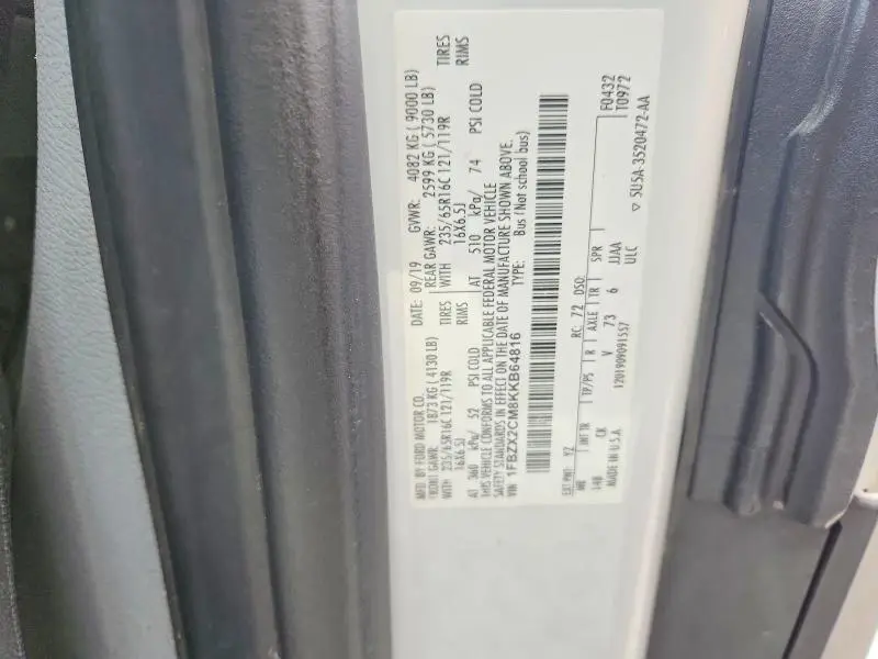 2019 FORD TRANSIT T-350  