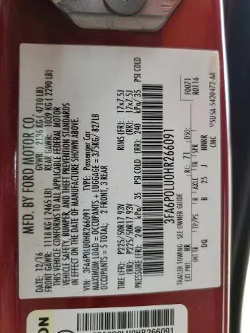 2017 FORD FUSION SE HYBRID  