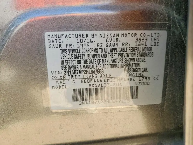 2017 NISSAN SENTRA SV  