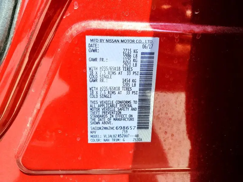 2017 NISSAN PATHFINDER S  