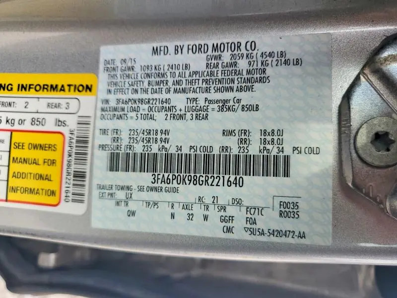 2016 FORD FUSION TITANIUM  