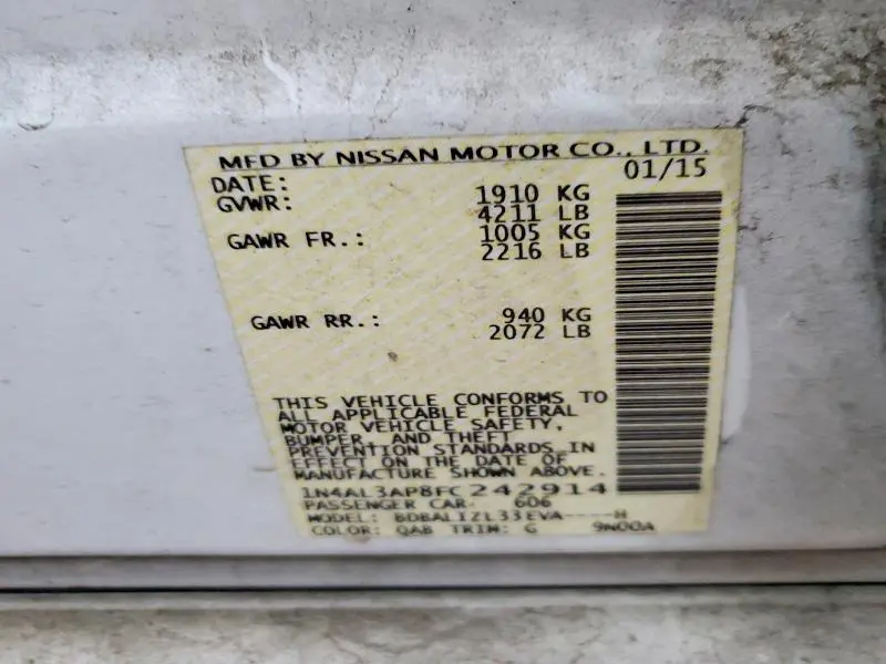 2015 NISSAN ALTIMA 2.5  