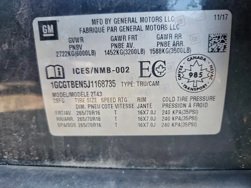 2018 CHEVROLET COLORADO   