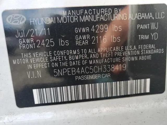 2012 HYUNDAI SONATA GLS