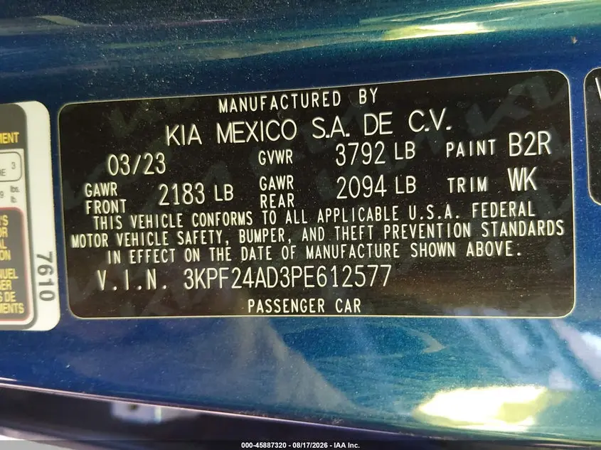 2023 KIA FORTE LXS