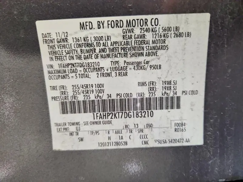 2013 FORD TAURUS SHO  